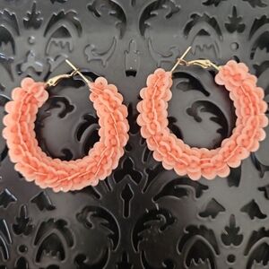 Peach Sequin Hoop Earrings